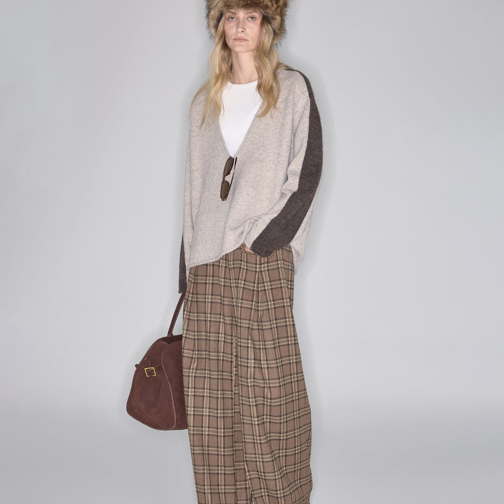 SANFRONTIERES Plaid Wide-Leg Pants