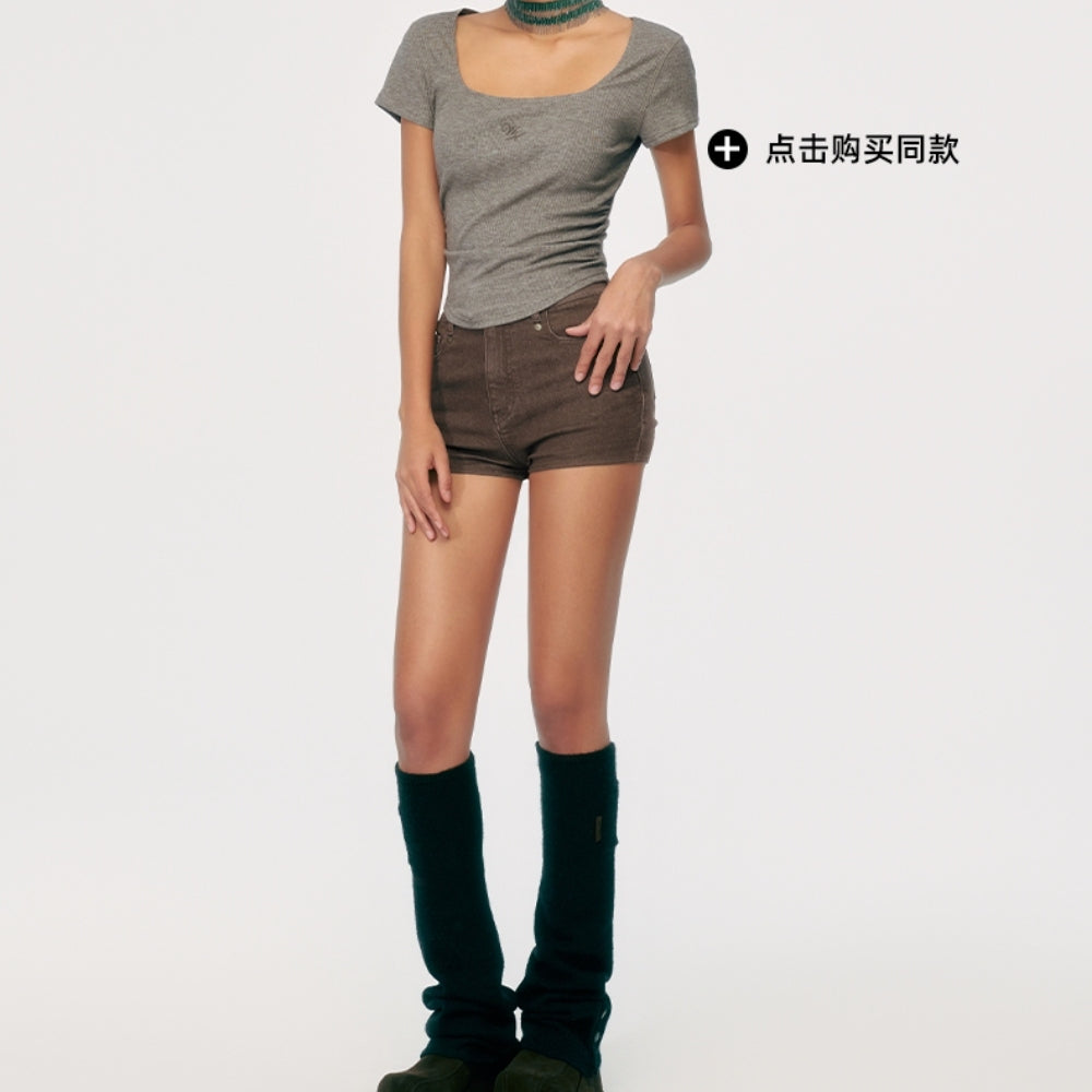 WOOHA High-Waisted Denim Shorts