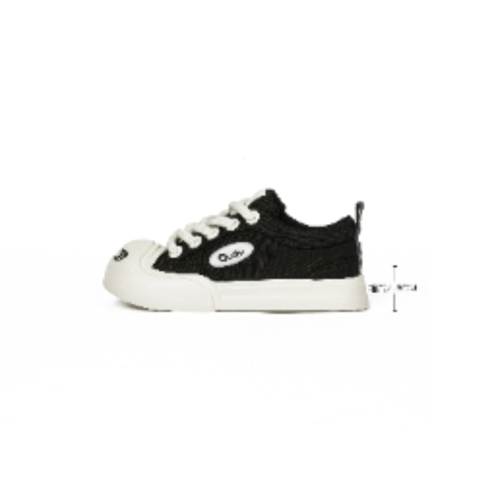 Ouder smiler open smile canvas shoes white and black