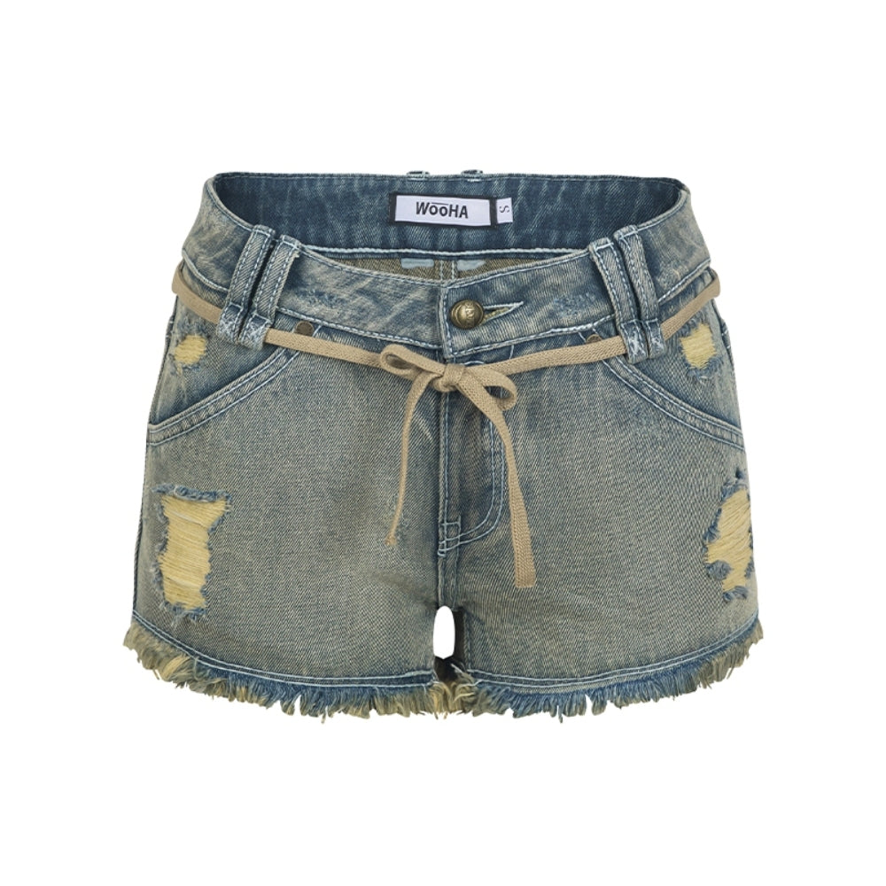 WOOHA Tied Denim Shorts