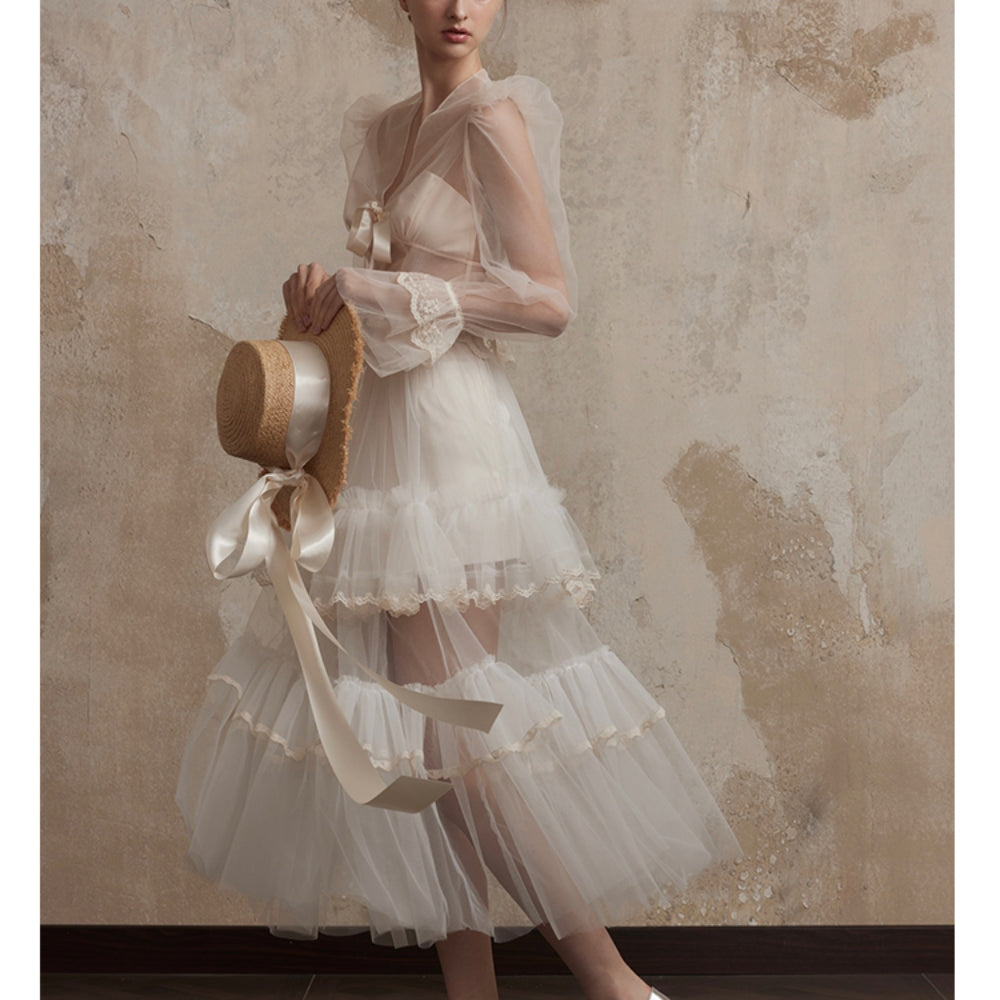 FA SOGNO White Tiered Gown