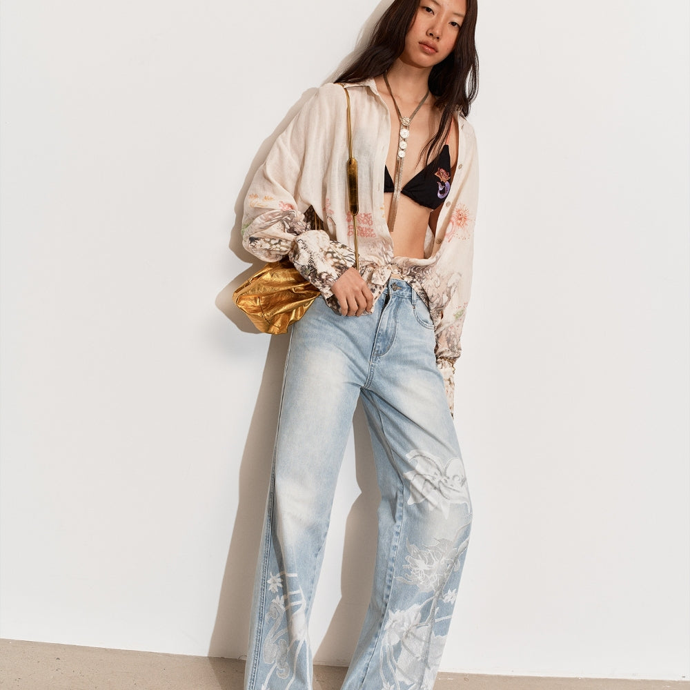 MEDIUM WELL Washed-out Printed Denim