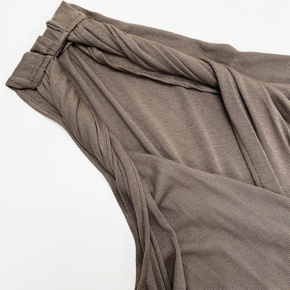 SIJIASUDIO Brown Asymmetrical Dress