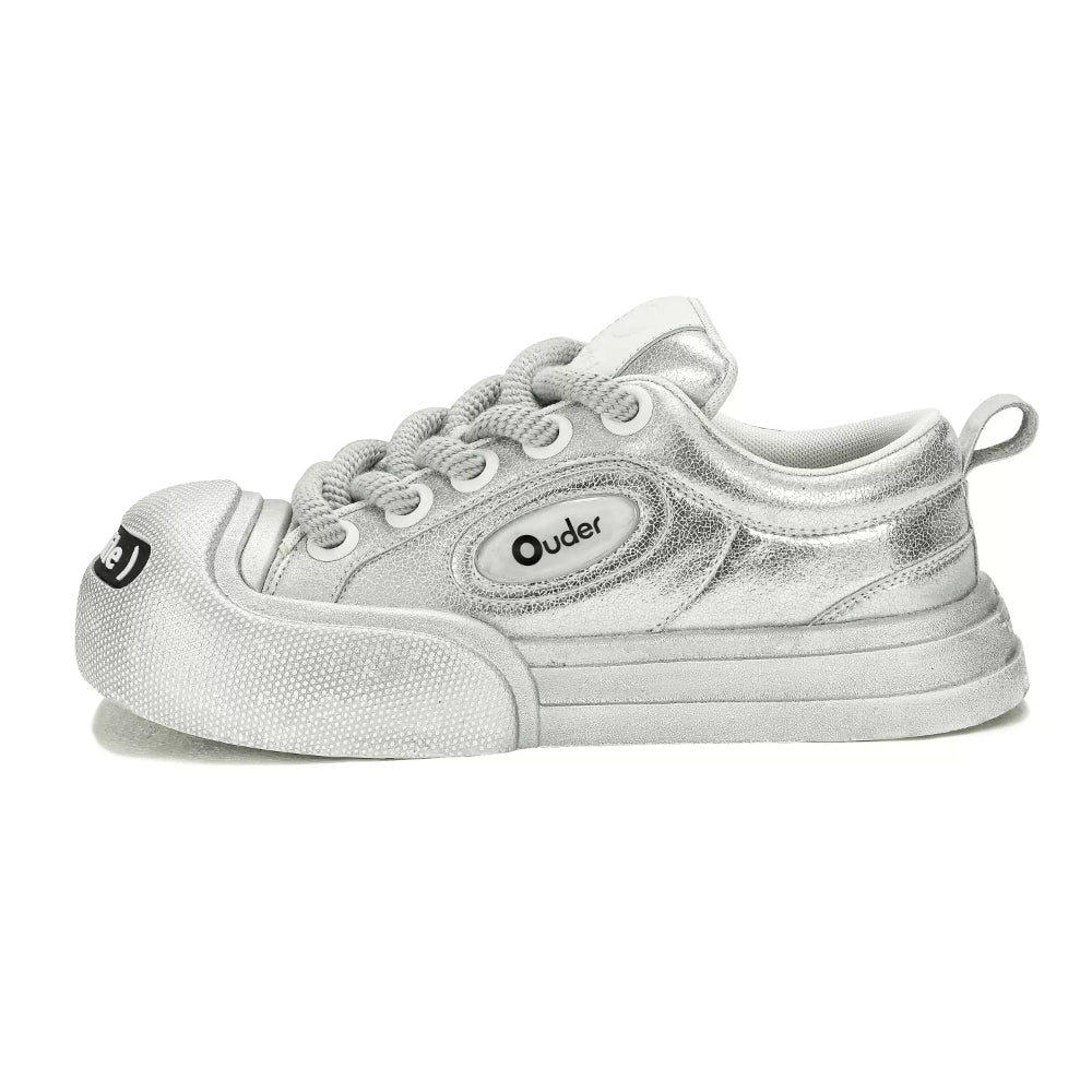 Ouder smiler open smile canvas shoes sliver