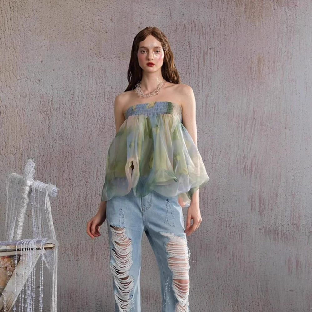 ARTE PURA Green Bustier Top
