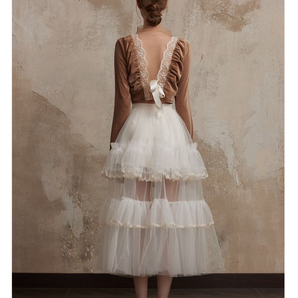FA SOGNO White Tiered Gown
