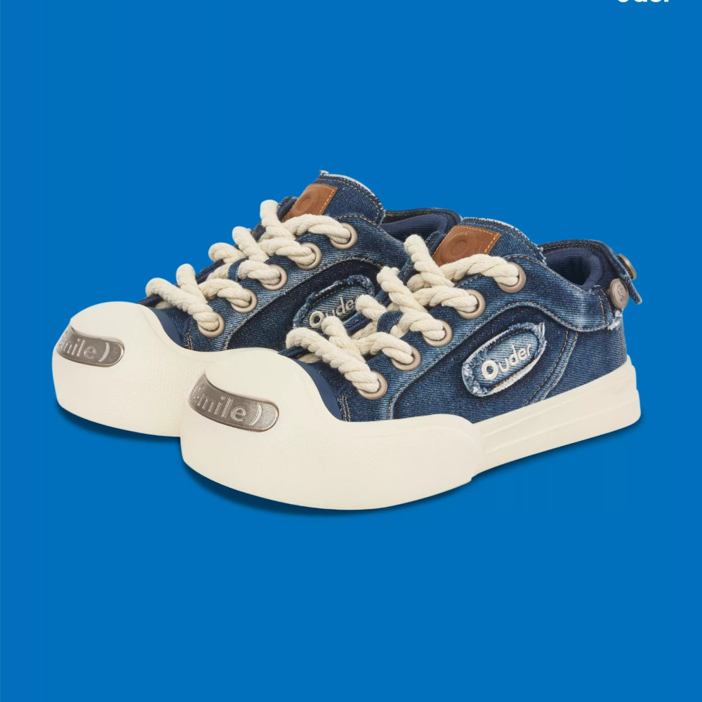 Ouder smiler open smile canvas shoes blue