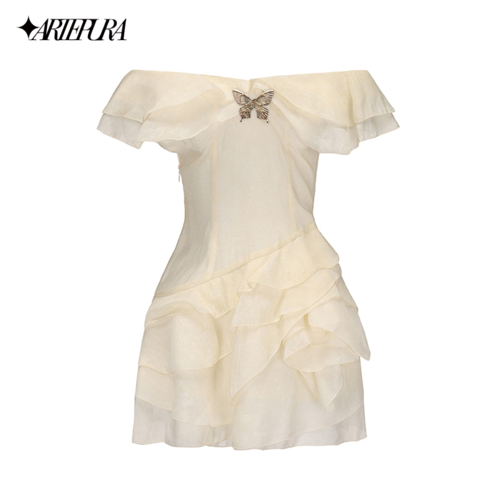 ARTE PURA Beige/Purple V-Neck Dress
