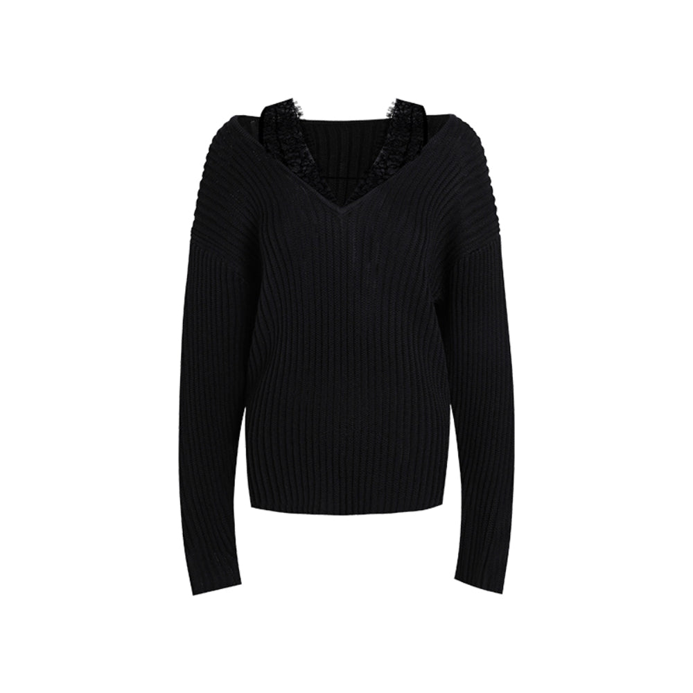 CNLEEWEI V-Neck Knit Top