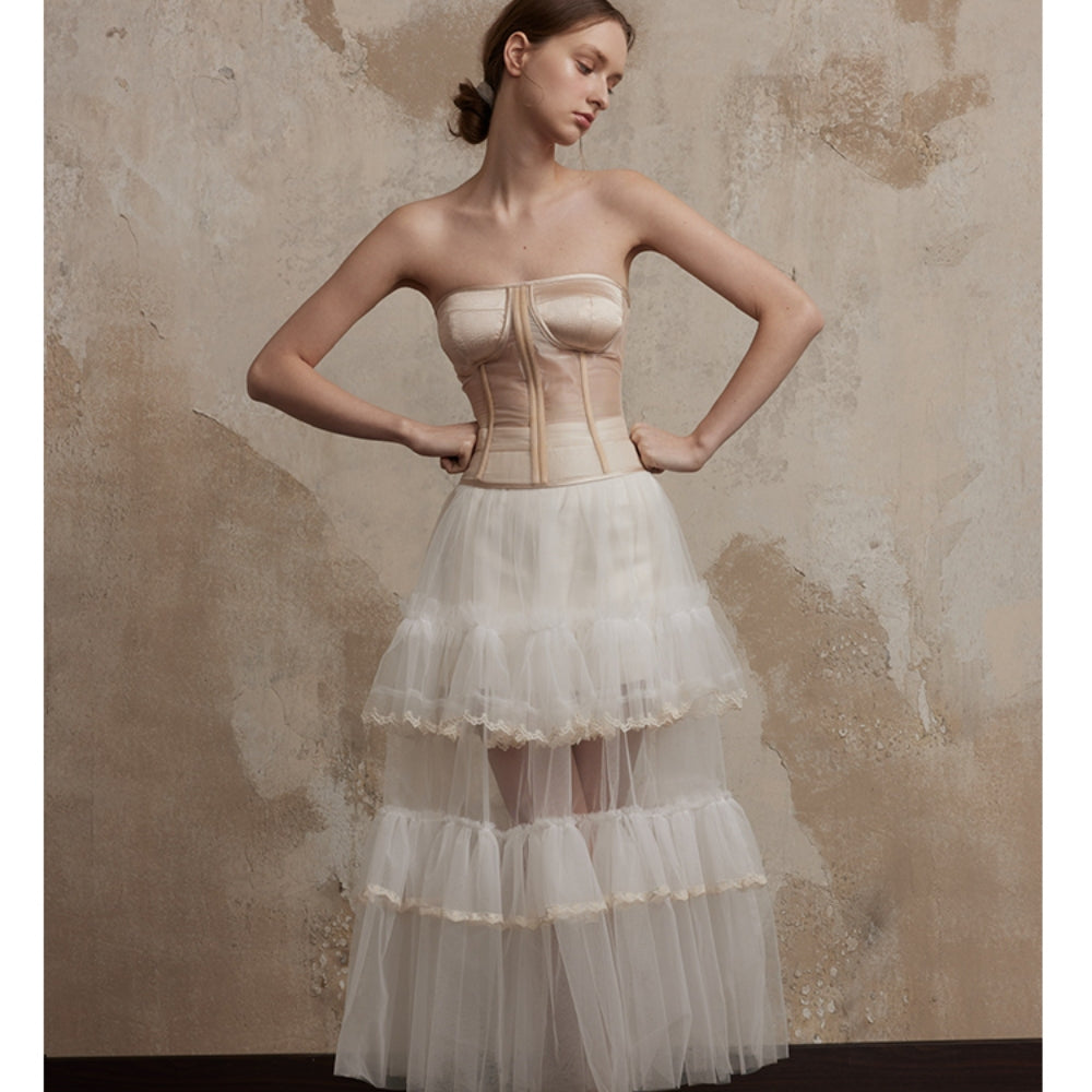 FA SOGNO White Tiered Gown