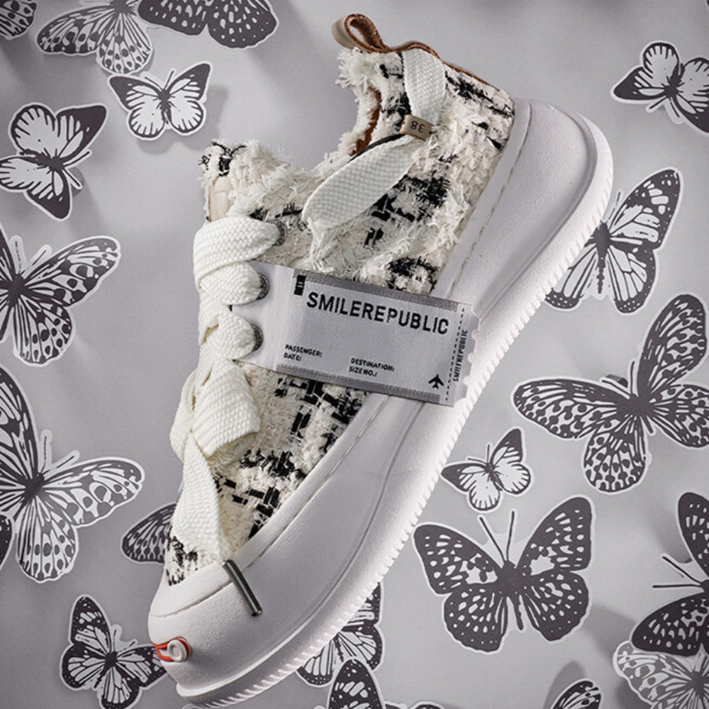 SMILEREPULIC open smile platform shoes black and white