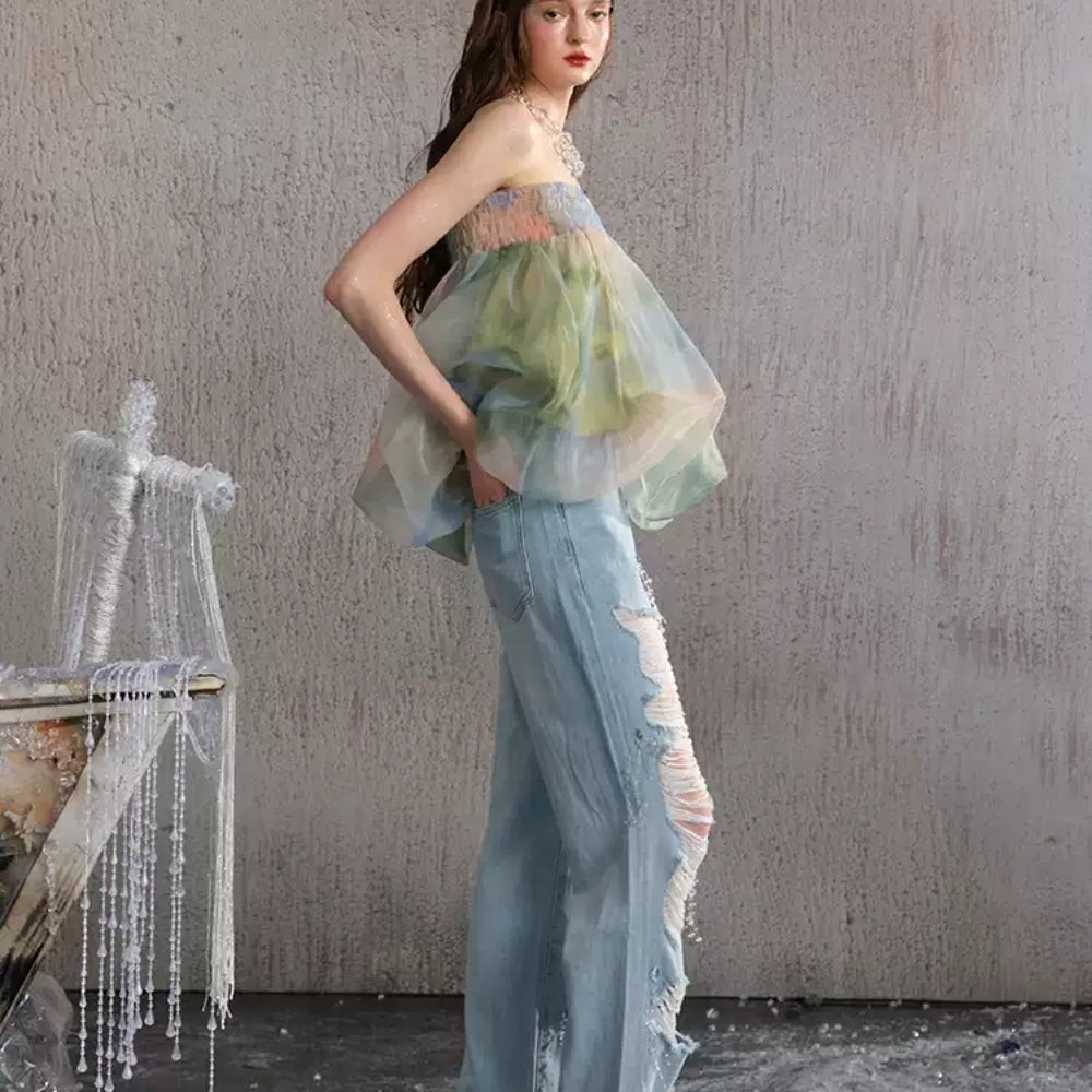 ARTE PURA Green Bustier Top