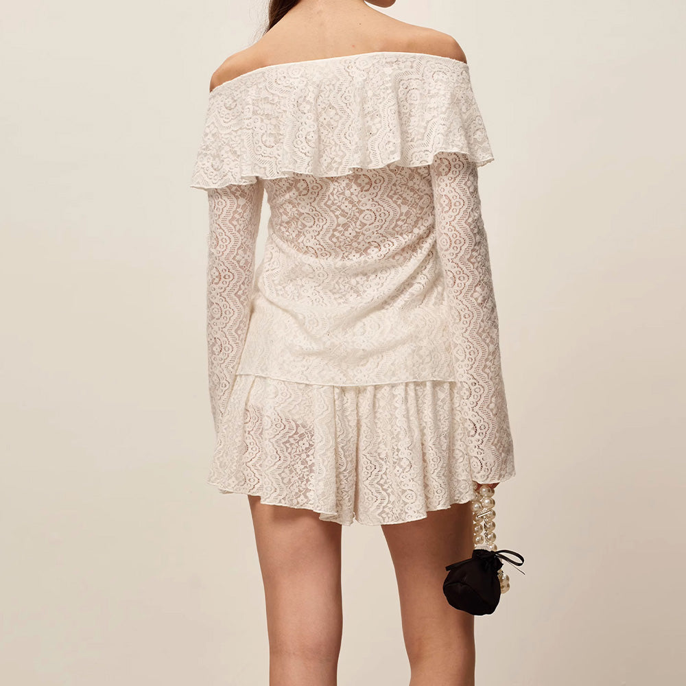 SIJIASUDIO Off-Shoulder Lace Shirt