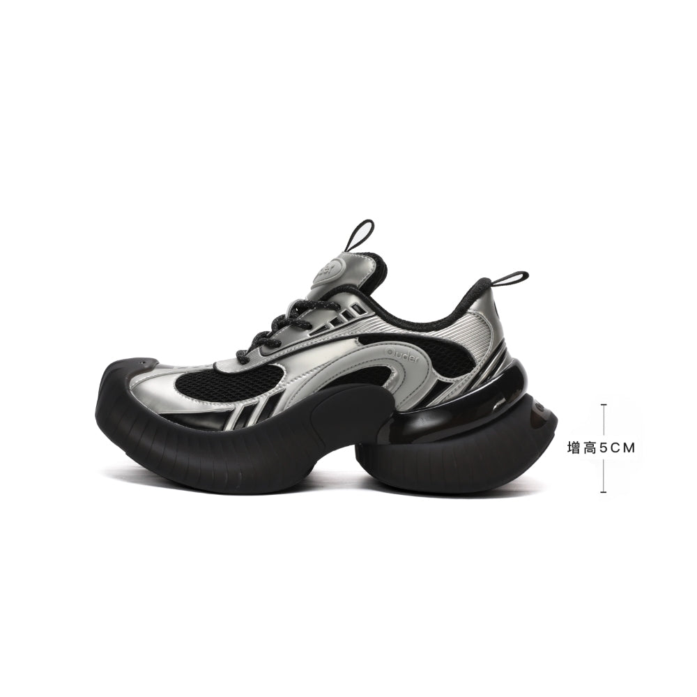 Ouder running shoes thick sole heightening dad shoes black