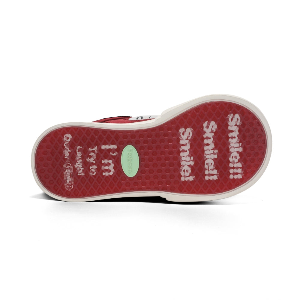 Ouder smiler open smile canvas shoes red
