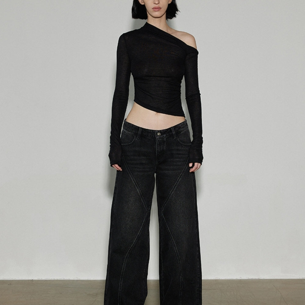 SANFRONTIERES Asymmetrical Knit Top