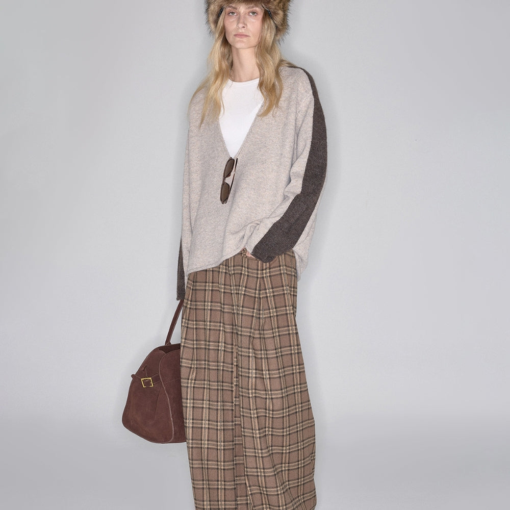 SANFRONTIERES Plaid Wide-Leg Pants