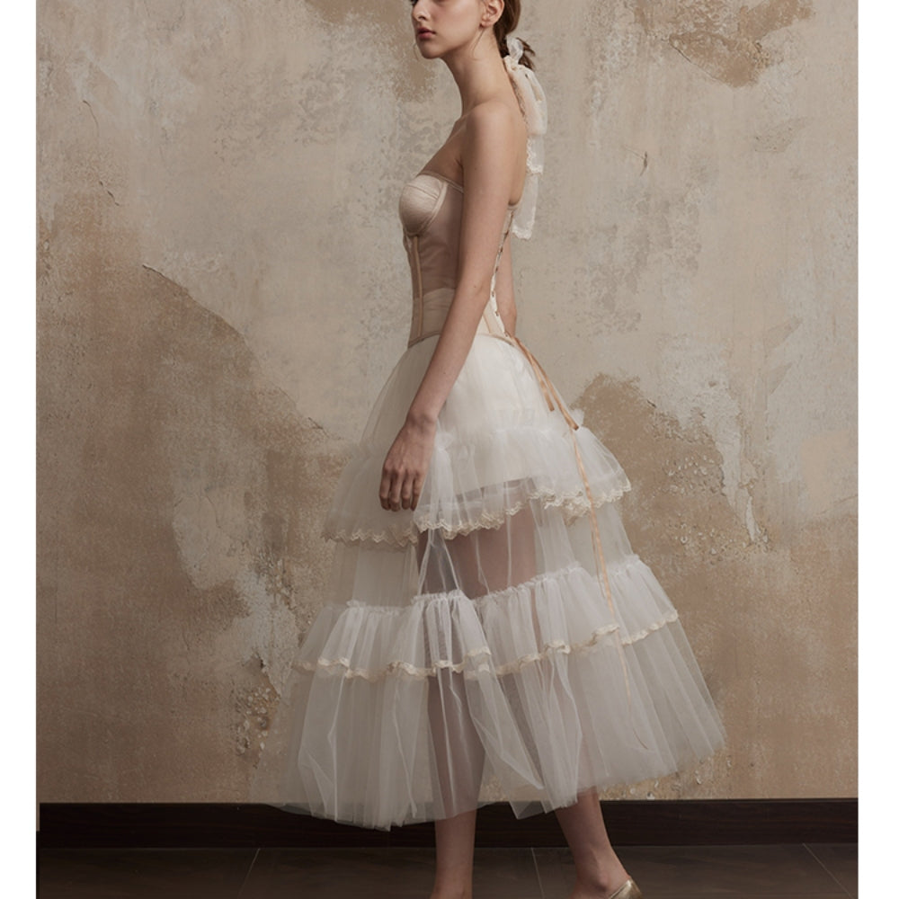 FA SOGNO White Tiered Gown