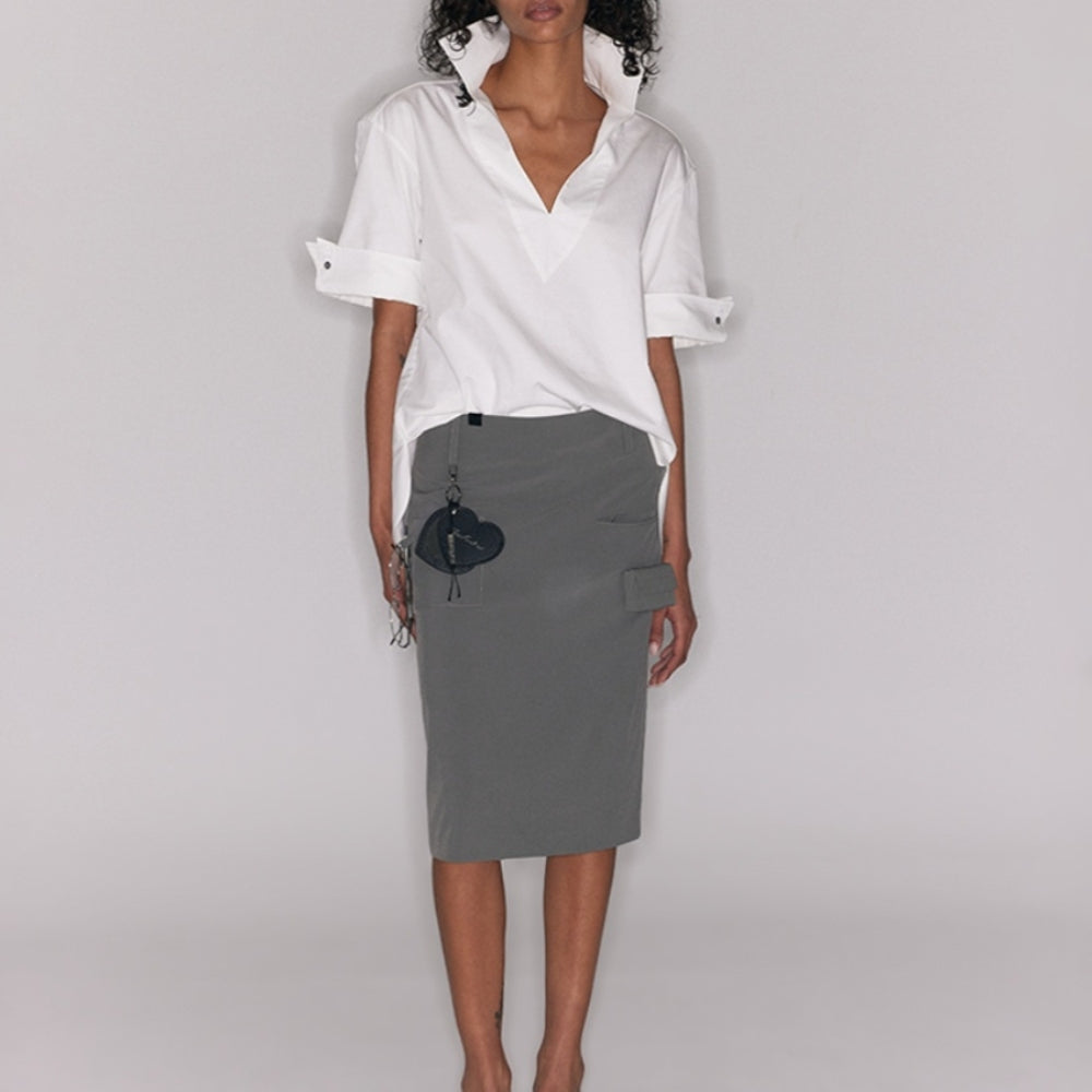 SANFRONTIERES White V-Neck Shirt