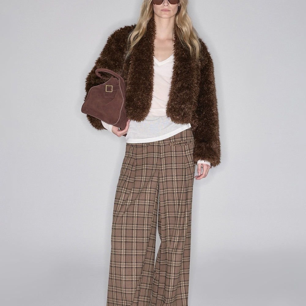 SANFRONTIERES Plaid Wide-Leg Pants