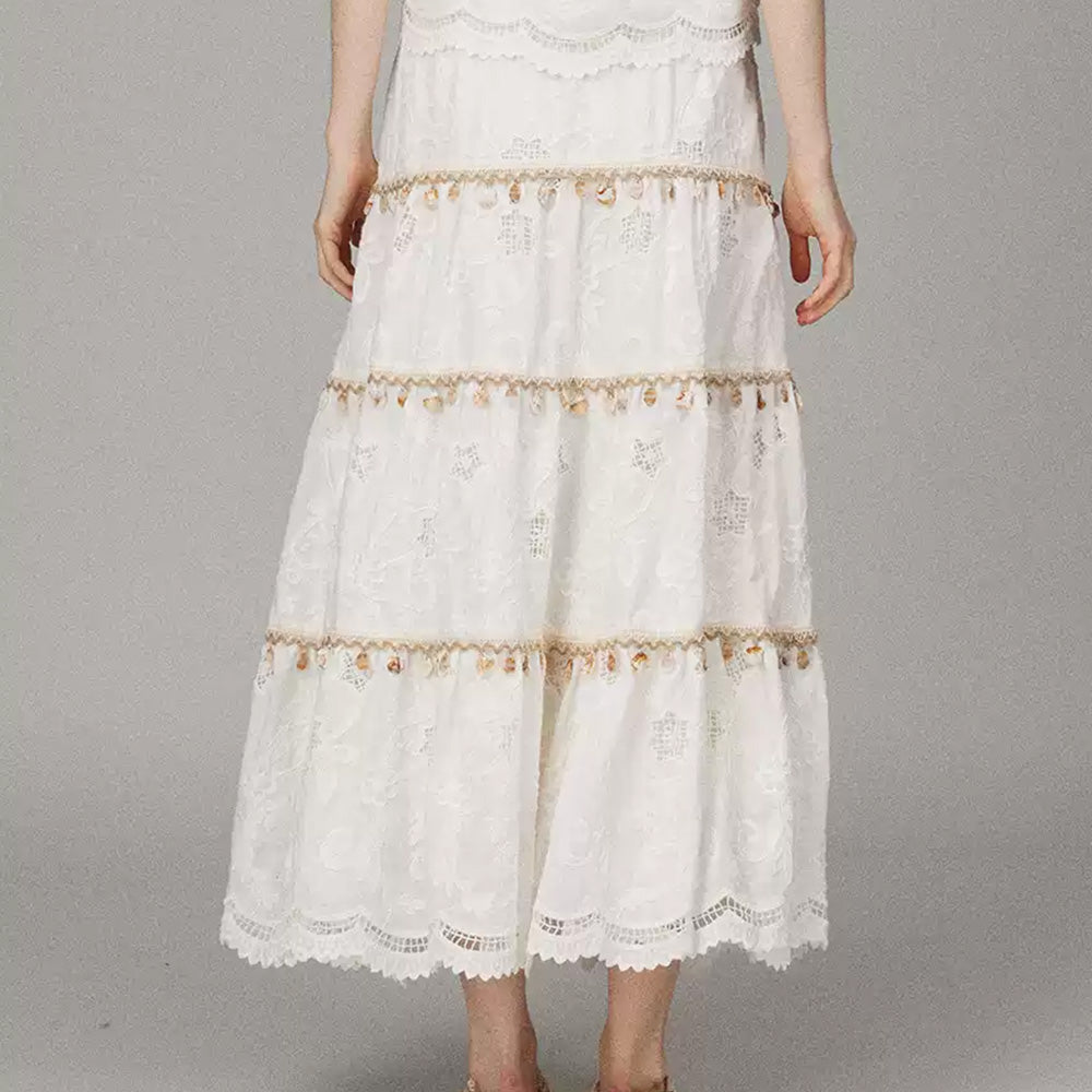 LACERTA Shell Fringe Skirt