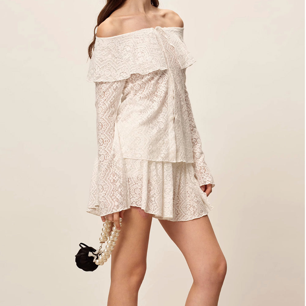 SIJIASUDIO Off-Shoulder Lace Shirt