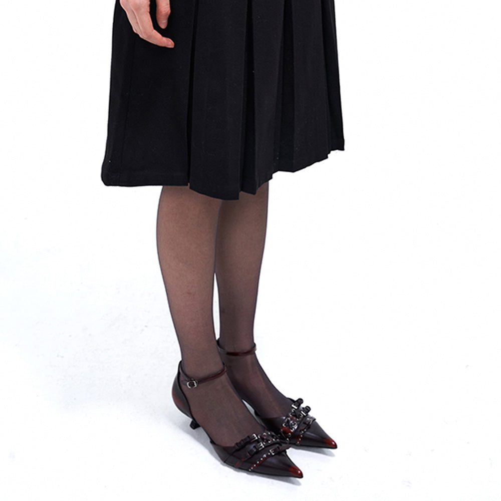 ARCADIAGYAL Black/Red Pointed Heels