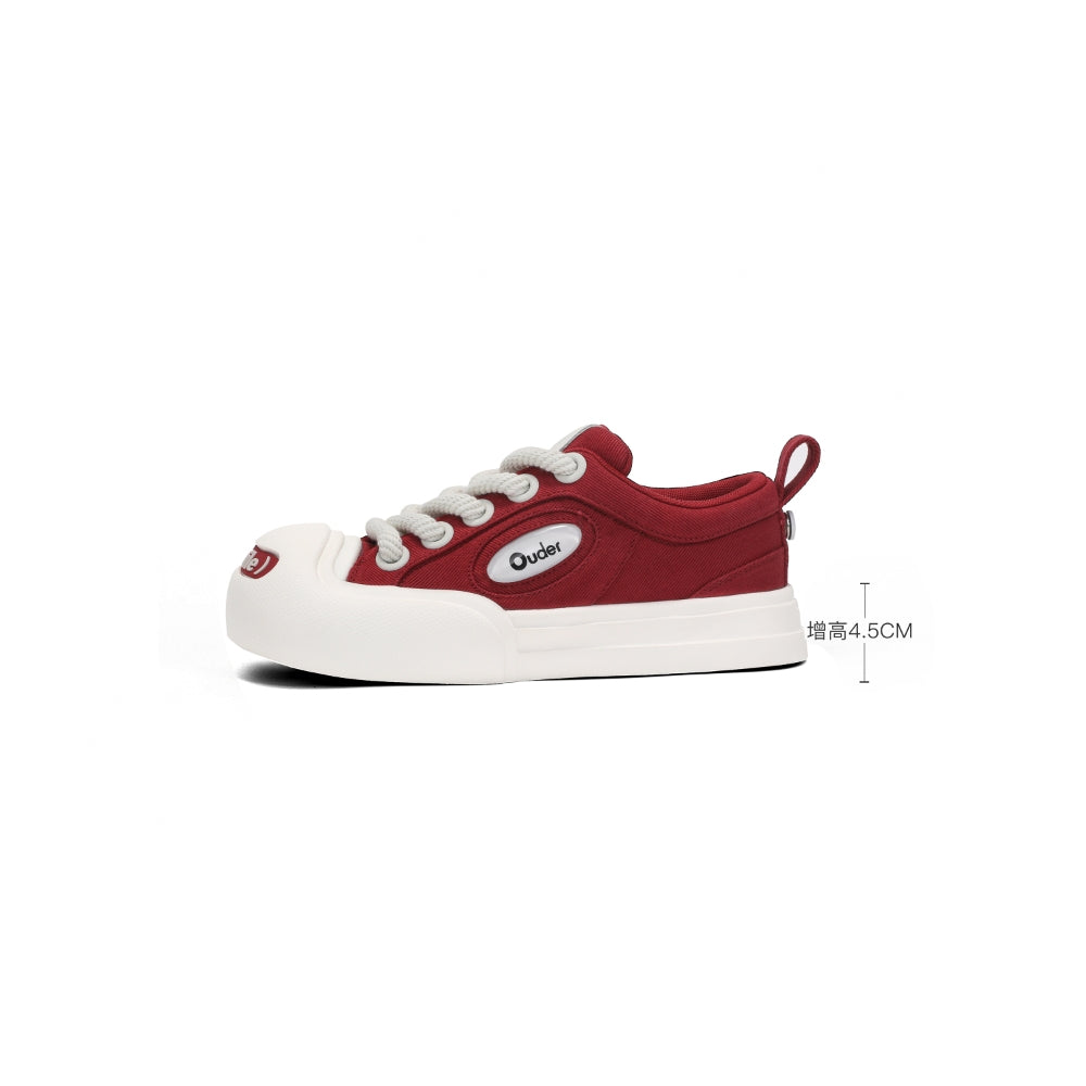 Ouder smiler open smile canvas shoes red