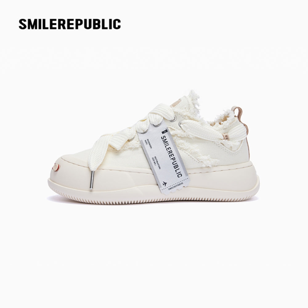 SMILEREPULIC classic white low top open smile canvas shoes