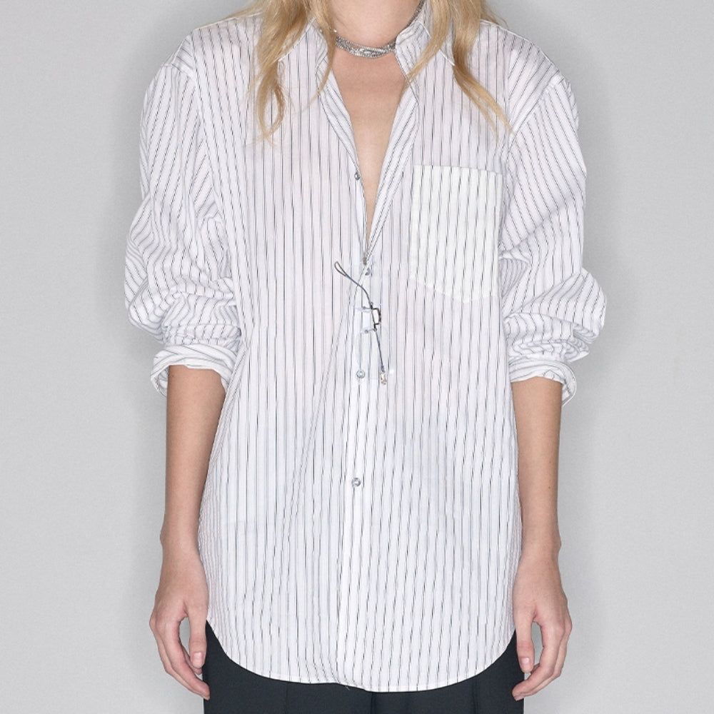 SANFRONTIERES Striped Overshirt
