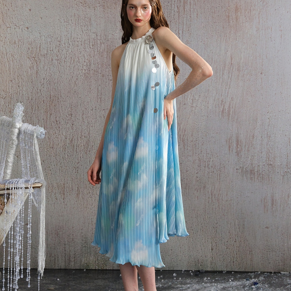 ARTE PURA Blue Halter Gown
