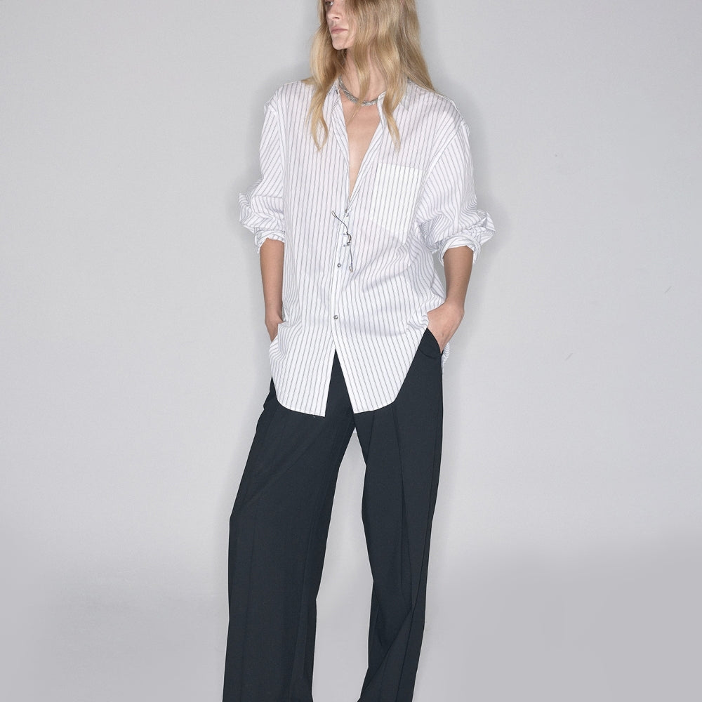 SANFRONTIERES Striped Overshirt