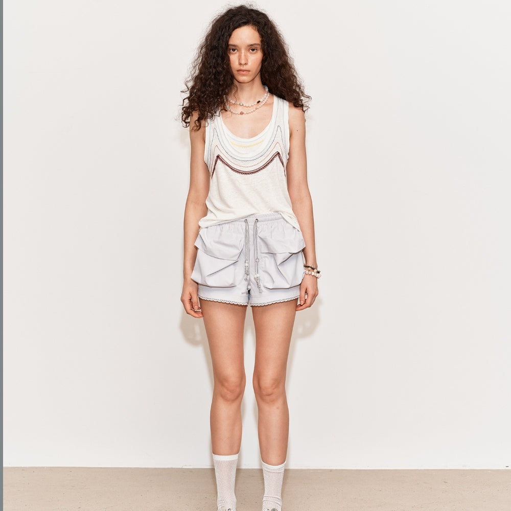 MEDIUM WELL Lace Faux Two-piece Vest