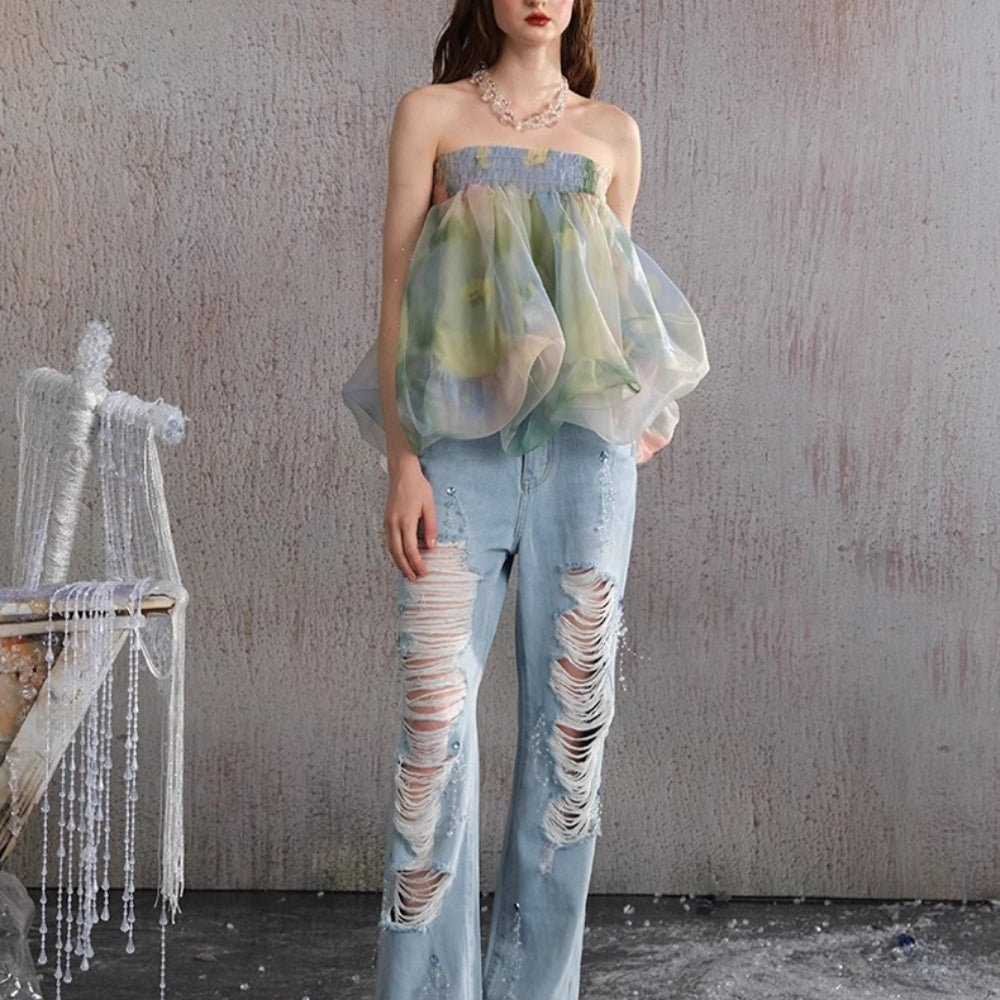 ARTE PURA Green Bustier Top