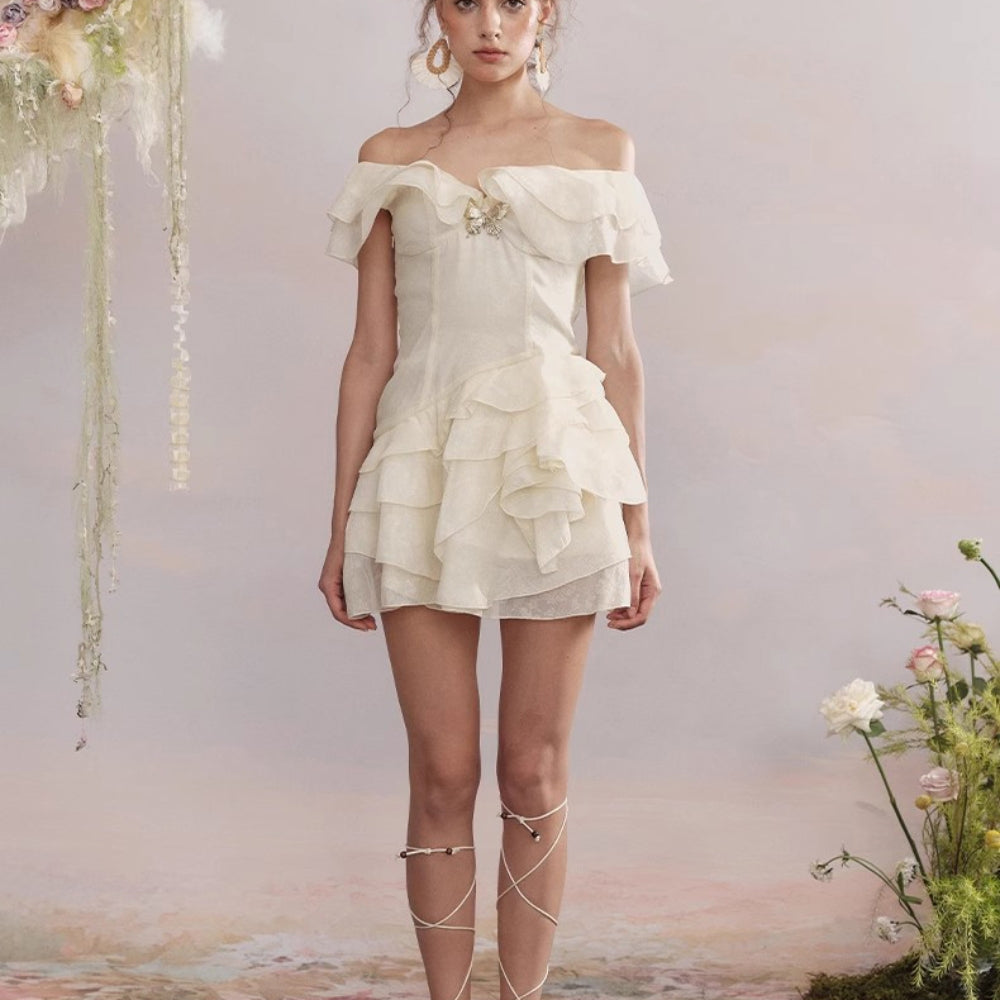 ARTE PURA Beige/Purple V-Neck Dress