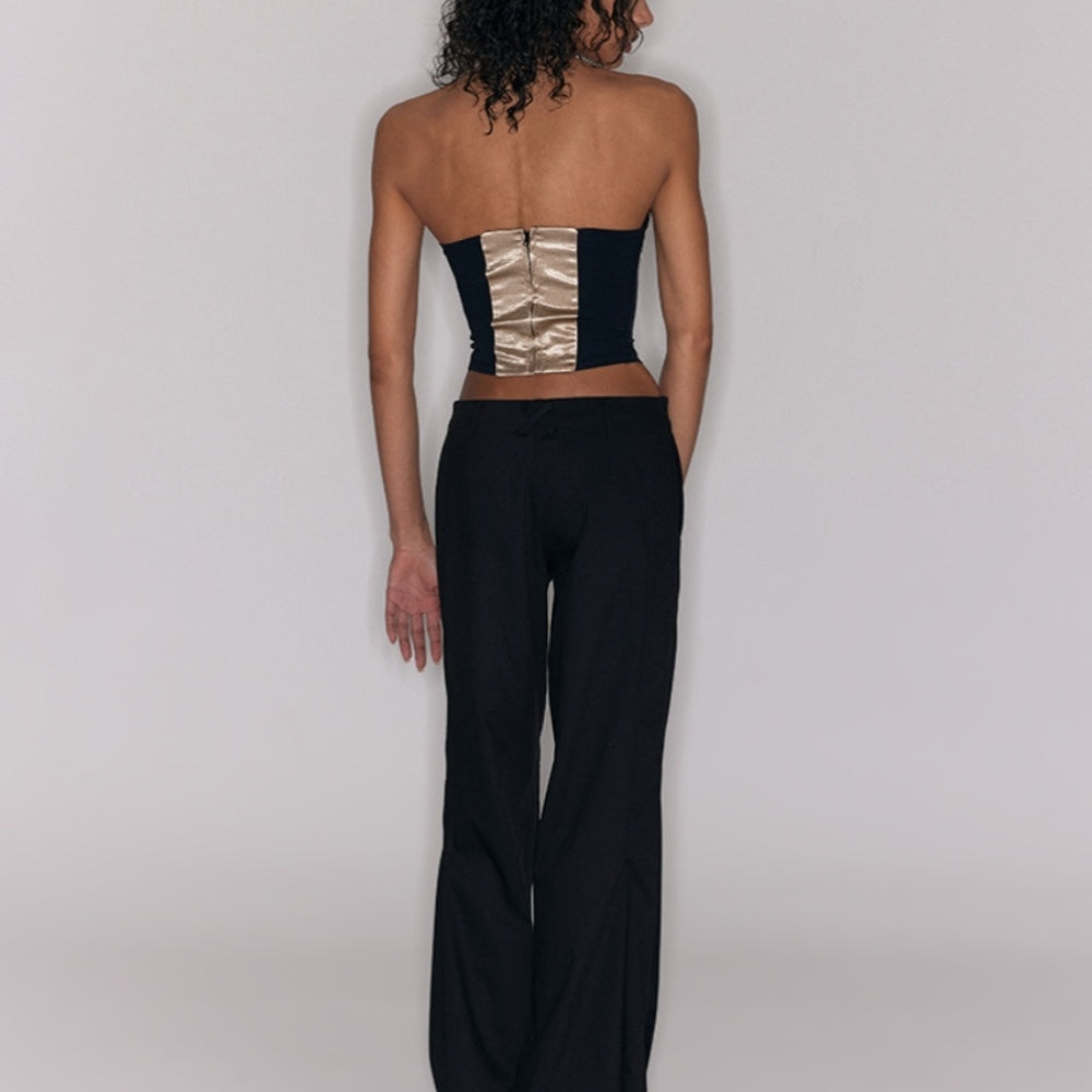 SANFRONTIERES Gold Corset Top