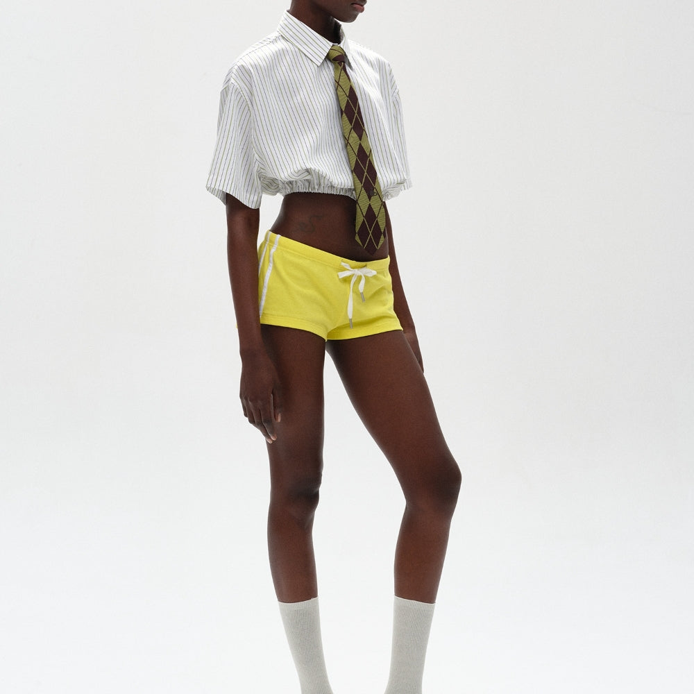 SANFRONTIERES Striped Cropped Shirt