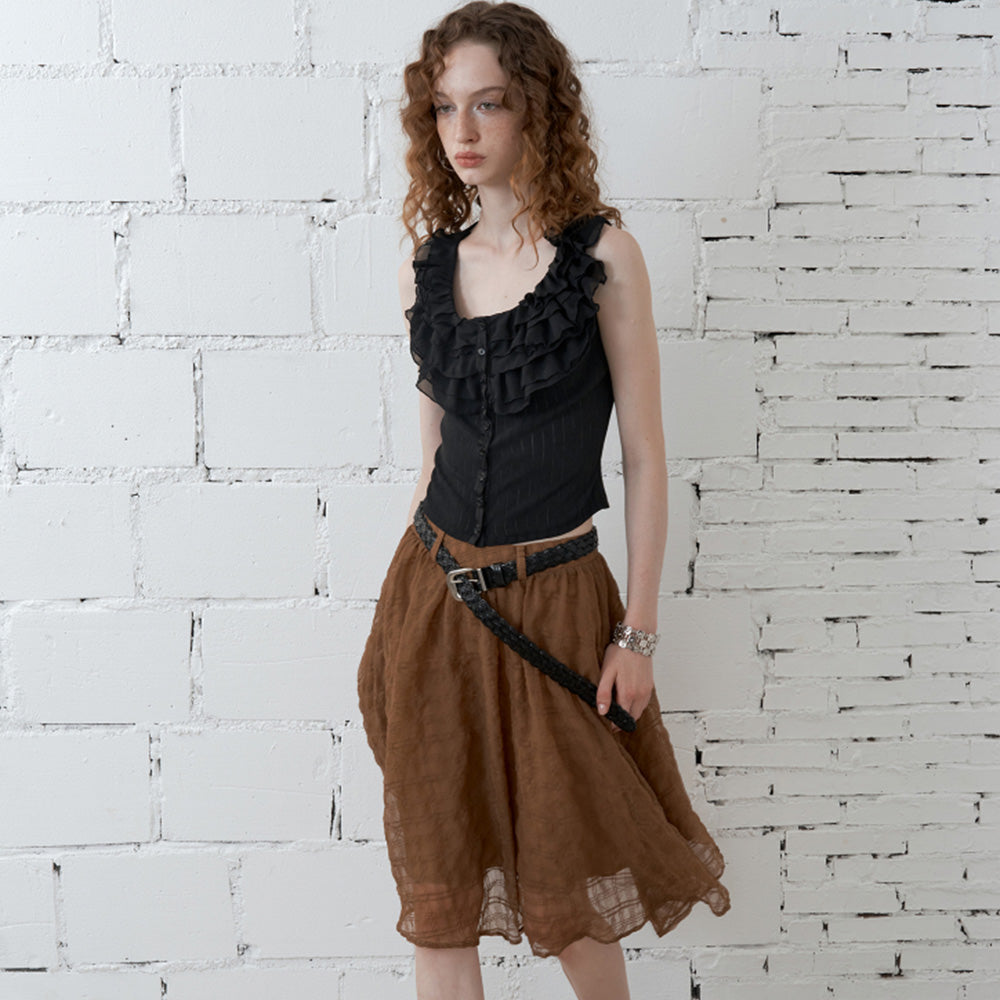 2AM POETRY Brown Ruffled Skirt