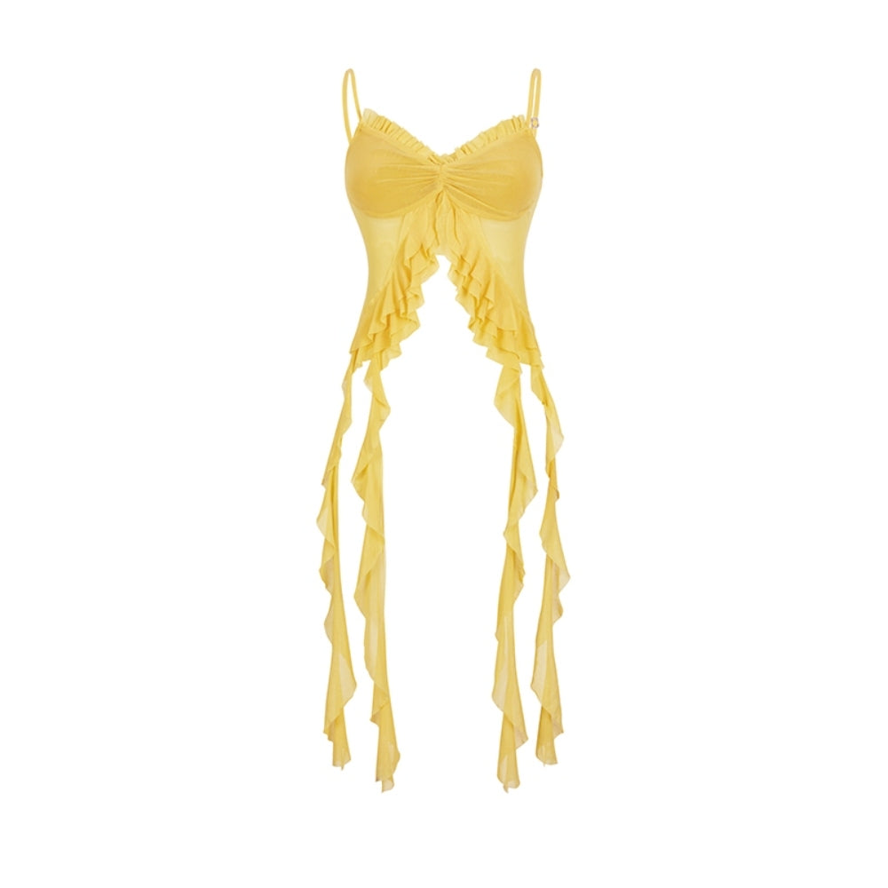 WOOHA Asymmetrical Sheer Top