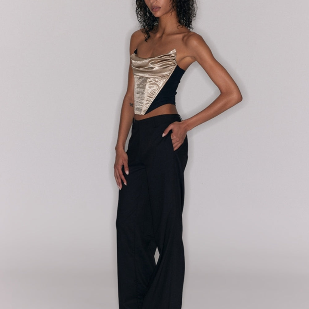 SANFRONTIERES Gold Corset Top