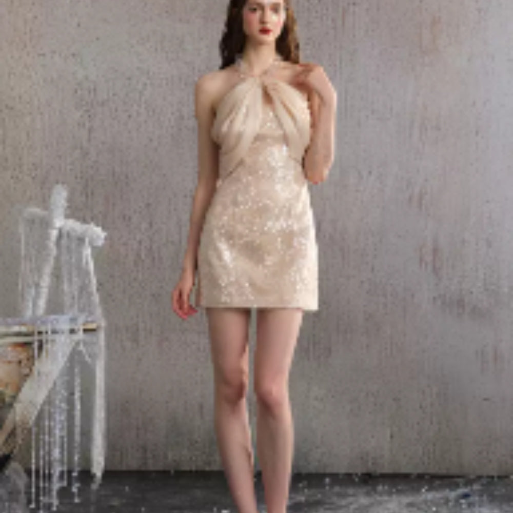ARTE PURA Beige Sequin Dress