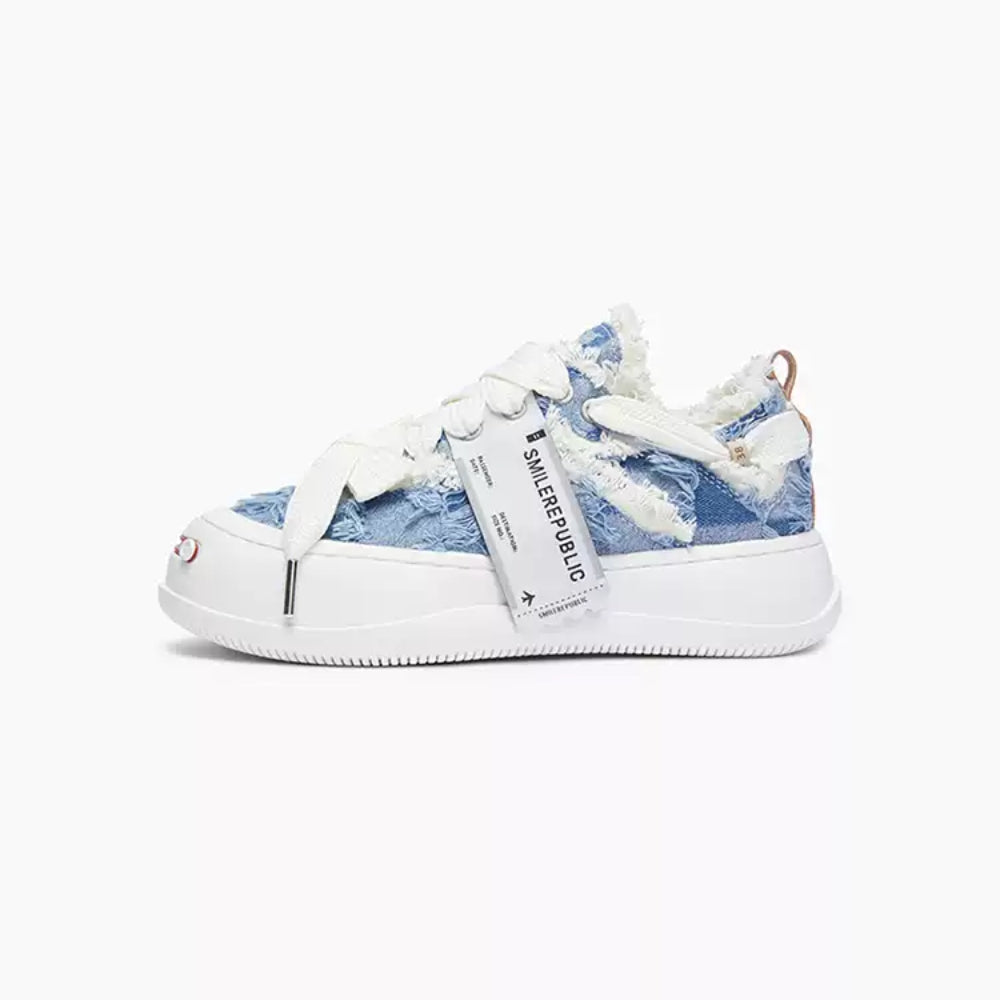 SMILEREPULIC denim open smile platform shoes blue