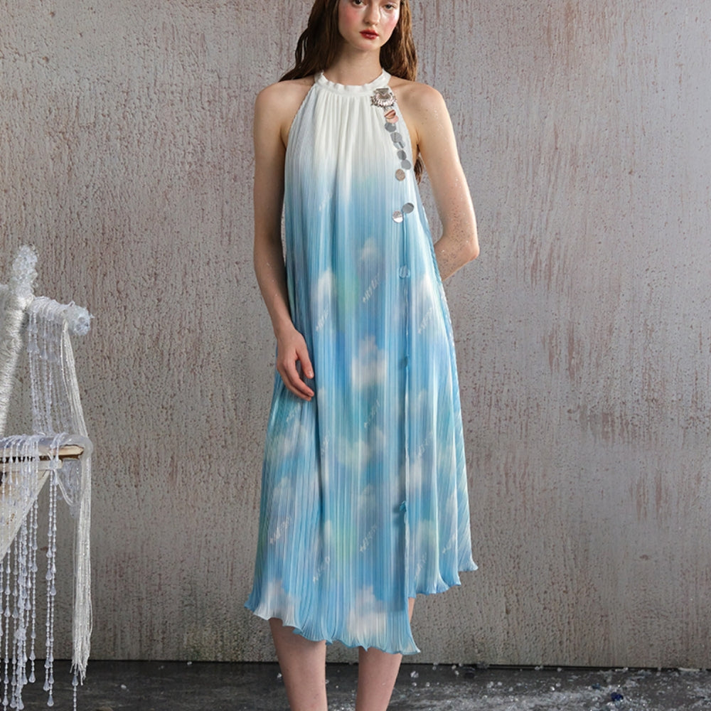 ARTE PURA Blue Halter Gown