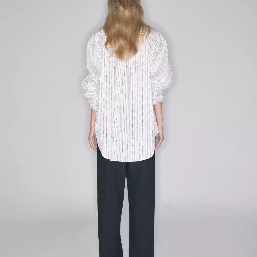 SANFRONTIERES Striped Overshirt