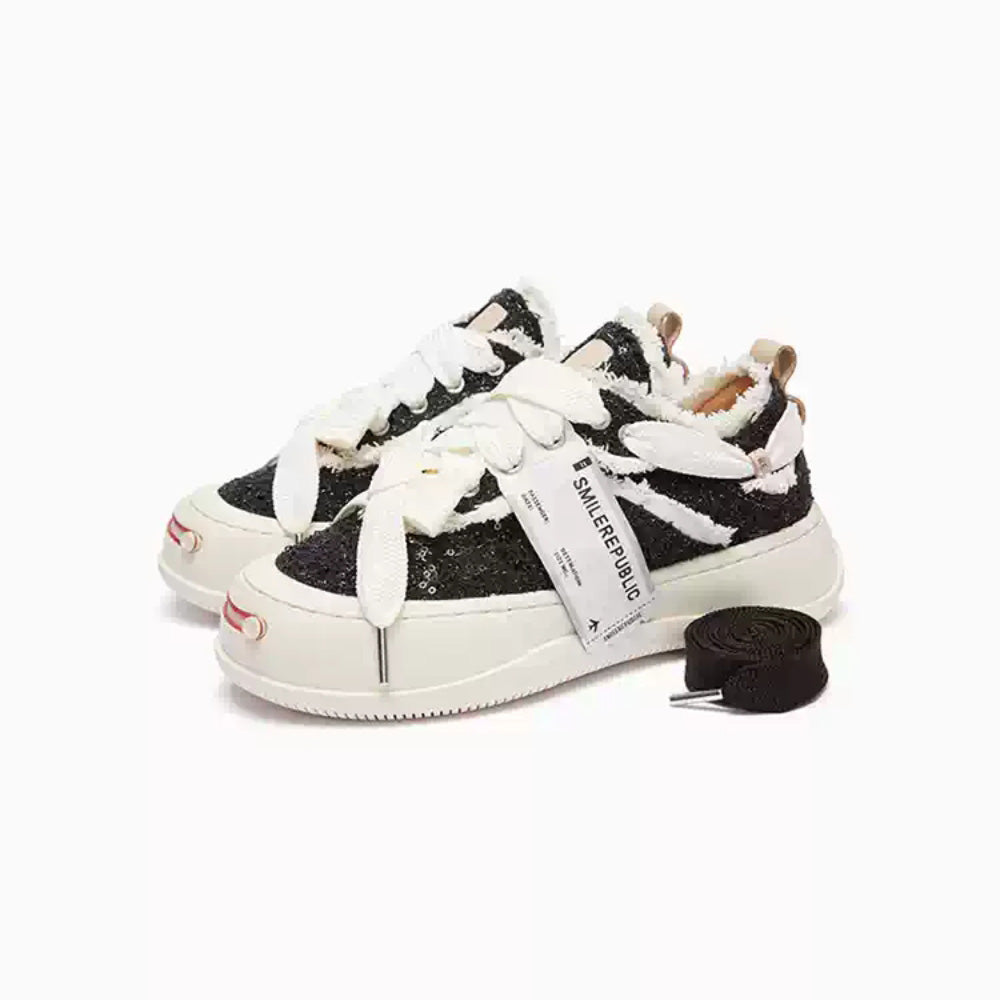SMILEREPULIC obsidian thick-soled low-top open smile shoes
