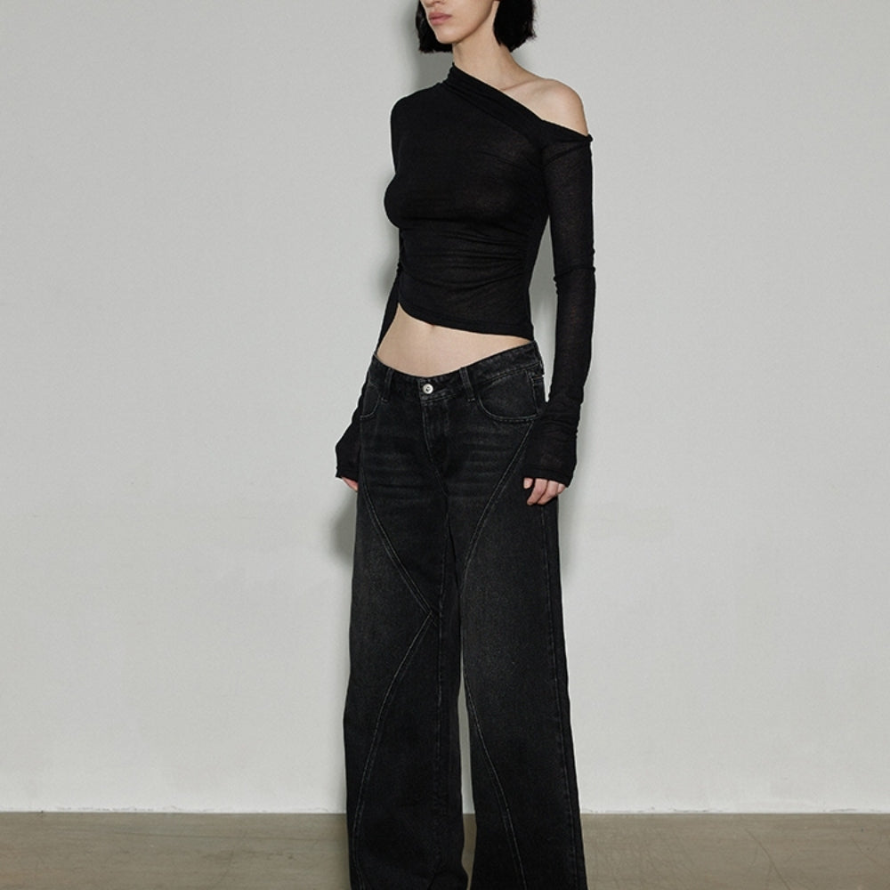 SANFRONTIERES Asymmetrical Knit Top