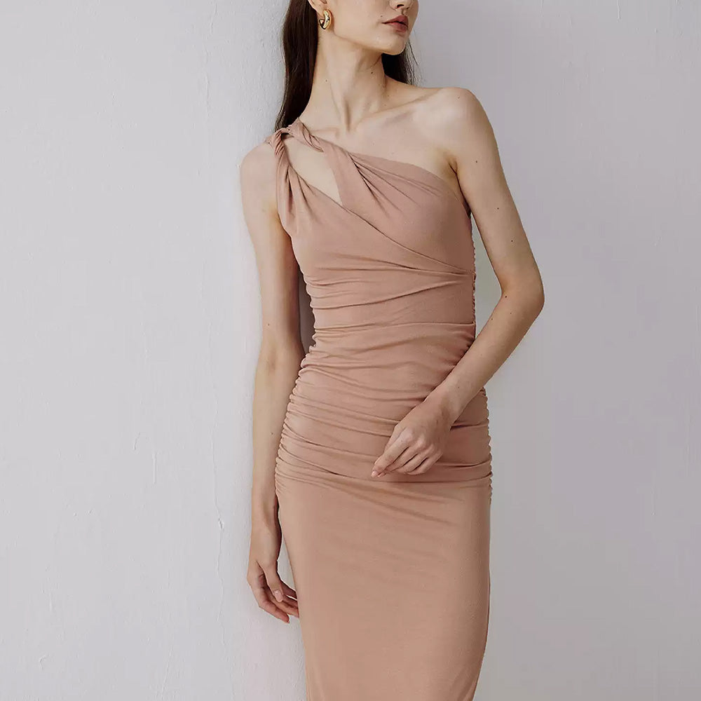 SIJIASUDIO Pink Asymmetrical Dress