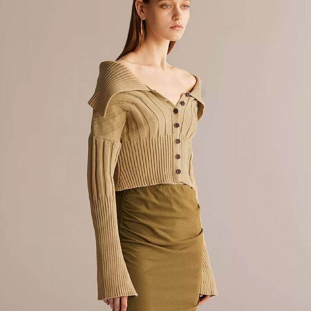 SIJIASUDIO Yellow Cropped Sweater
