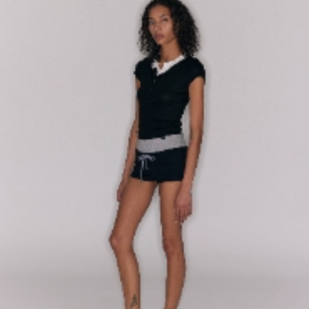 SANFRONTIERES Contrast Sports Shorts