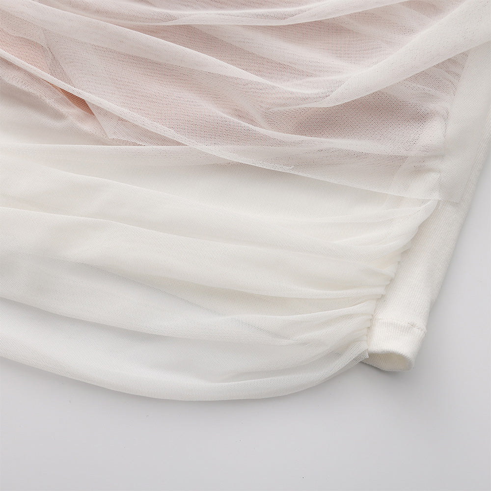 SIJIASUDIO Off-Shoulder Mesh Top